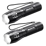 GEARLITE LED Taschenlampe Batteriebetrieben 2 Stücke, 2000 Lumen Taschenlampe LED Extrem Hell mit 5 Modi, IP65 Wasserdicht Handlampe Kinder für Camping, Wandern, Outdoor, Notfall