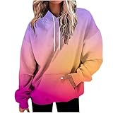 Generisch Damen Kapuzenpullover Oversize mit Verlauf – Weicher Hoodie mit Kapuze für Damenmode, Y2K-Stil, als sportliche Jacke oder Blouson für Herren und Damen