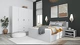 Inter Link - Funktionsbett - Stauraumbett - Bett mit Schubladen und Nachttische - Farbe weiß lackiert - Für Erwachsene, Kinder, Jugendliche - Doppelbett- Ranya Bett 140 x 200 cm