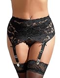 ohmydear Damen Strapsgürtel Bauchweg Spitze Strumpfhalter Sexy Strapshalter Hohe Taille Strumpfgürtel Große Größen Reizwäsche mit 4 Metall Clips Ohne String Garter Belt