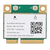 Ejoyous PCIE WLAN Karte MC-AC7265, Drahtlose WLAN Karte Netzwerk Adapter Dualband 2.4G/5G Bluetooth WiFi Netzwerkkarte, für Laptop Notebook PC Win7 8 10