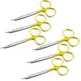 SLITETECH® TC Irisschere gebogen- Pack of 6 - chirurgisch Schere Iris Faden OP Präparierschere 11,5cm (TC Iris scissor curved 6)