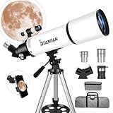 Dianfan Teleskop,80mm Öffnung 600mm Teleskop Astronomie Profi für Erwachsene,Refraktor Teleskop für Kinder und Einsteiger mit Telefon Adapter, AZ Montierung, Stativ und Tasche