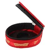 PAMINGONO Zipper Tasche für Fingerbecken Rot Gemustert Handgenähte Aufbewahrungstasche für Tingsha Glocken und Fingerzimbeln Kompakt Sicherer Schutz vor Kratzern Beim Transport