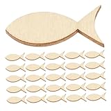 HOMSFOU 100 Stück Holzdekorationsblatt Fischausschnitte Fisch-holz-diy-bastelausschnitte Meerestierausschnitte Ozeantierausschnitte Fischschmuck Aus Holz Buchsbaum Beige
