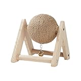 MagiDeal MagiDeal Kaninchen Kratzball Hase Kratzbaum mit Kugel, 2-in-1 Hasen Bunny Toys Interaktives Spielzeug, Holzständer mit Glöckchen Kratzball für Kätzchen Chinchilla Kleintiere Kitty