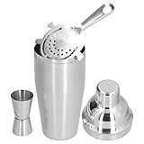 Professionelles 750-ml-Edelstahl-Cocktail-Set, Modisches Barzubehör-Werkzeugset mit Sieb, Messbecher, Shaker für die Barkeeper-Bar (Shaker + Barmixer-Messbecher + Eisfilter #11)