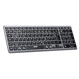 UGREEN Bluetooth Tastatur Kabellos (BT5.0+2.4G), Wiederaufladbare Ultra Slim Scherentastatur mit 4 Kanälen, Keyboard mit Ziffernblock für macOS/Windows/Linux/Chrome/iOS/Android-QWERTZ Layout