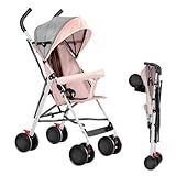 MUL-BOUTIQU Kinderwagen, Liegebuggy,Federleichter Reisebuggy 4.5 kg, Drehbare Vorderräder, für Kinder ab Geburt bis 15 kg - Klein Zusammenklappbar, Schnelles Zusammenklappen (Rosa)