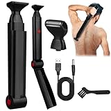 Rückenrasierer für Herren, faltbarer Körperrasierer für Männer mit 2 schwimmenden Rasierköpfen, elektrischer Langhand-Rasierer, Herren-Körperpflege für Rücken, Brust und Schultern