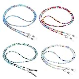 Ymapinc 4 Stück Bunt Brillenkette Perlen, Rutschfest Brillenband Damen Aesthetic Sonnenbrillenketten Bunte Brillenzubehör für Mädchen und Frauen