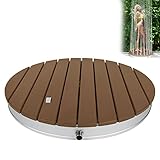UISEBRT Gartendusche Außendusche aus WPC und Aluminium - Mobile Bodendusche Solardusche Campingdusche - Fontänenhöhe bis 4m einstellbar - für Pool Garten Terrasse (Rund - Braun)