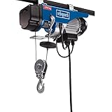 Scheppach elektrischer Seilzug HRS250 Flaschenzug Kettenzug mit Umlenkrolle | maximale Tragkraft 250/125 kg | Leistung 530W | Hubhöhe 12/6 m | Not-Aus-Schalter | Hebezug inkl. 2 Befestigungsbügel