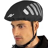 AVANA Regenschutz für Fahrradhelm Reflektoren Helmüberzug reflektierende Abdeckung wasserdichter Regenüberzug (Schwarz)