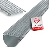 INEFA Laubfangstreifen Dachrinnen Laubschutz NW100-150 (Ø 100-160mm) 100cm, Grau Dachrinnenschutz, Dachrinnenabdeckung, Made in Germany