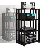 4-stöckiger AV-Medienschrank, Komponentenschrank, Gaming-TV-Schrank Und Stereo-Rack, Audio-Tower Mit Höhenverstellbaren Regalen Aus Gehärtetem Holz For Zuhause/Büro/DJ/Theater ( Color : Black , Size :