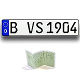 VooSale 1 Autoschild | Kennzeichen DIN-Zertifiziert und reflektiernd nach ihrem Wunsch geprägt inklusive Einer Fahrzeugscheinhülle, Aluminium
