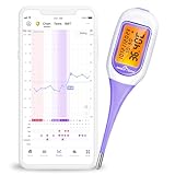Easy@Home Basalthermometer Fruchtbarkeitsthermometer Bluetooth zur Zykluskontrolle/Kinderwunsch mit Premom APP, Thermometer mit Auto BBT Sync, Oranger Hintergrundbeleuchtung LCD-Anzeige, lila