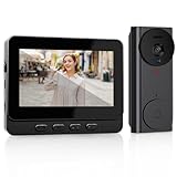VINGVO Türklingel Mit Kamera, Video Türklingel Funk, 4,3 Zoll IPS Bildschirm Klingel Mit Kamera, Ip65 Wasserdicht Türsprechanlage Mit Kameras, 170° Betrachtungswinkel, Nachtsicht, 6 Klingeltöne