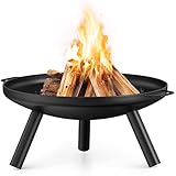 Feuerschale 60cm, für den Garten, Multifunktionale Gusseisen Metallschale mit Griffen und 3 Abnehmbare Stützbeine, mit Rostfreie, Langlebige Lackierung, für Gartenheizung, Grill und Party