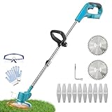 Akku-Rasenmäher für Makita, Kabelloser Rasenmäher mit 12 Messern, 2-in-1 Rasentrimmer Elektrisch, 90° Schwenkbarer Kopf für Rasen Garten Beschneiden (ohne Akku)