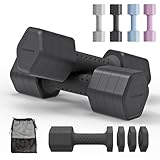 Verstellbare Hantel 2er Set, Verstellbare Hanteln 2,3 kg mit TPU Weichgummigriff für Home Gym Übungstraining, Handgewichte für Frauen zu Hause (Schwarz)