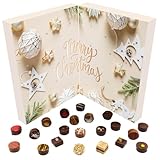 Hallingers White Christmas - Veganer Adventskalender Pralinen Geschenk handmade teils mit Alkohol aus Schokolade vegan (Box) - Adventskalender Neuheiten & Adventskalender befüllen | Glückwunsch Chanuk