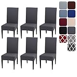 Aisprts Stuhlhussen 6er Set Stretch Stuhlhussen für Esszimmerstühle, Abnehmbarer Waschbarer Stühle Schutz Dekoration Stuhlbezug für Haus, Küche, Hotel, Restaurant, Hochzeit, Party, 6er Pack, Grau