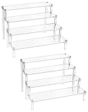 QWORK® 2 Stück 4-Stufig Acryl Display Ständer aus 4 mm Starker Acrylplatte - 30x25x20cm - Transparente Acryl Display Riser Regal für Figuren, Schmuck, Cupcake, Lippenstift, Nagellack, Gewürz