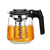 T24 Teekanne aus Glas mit Siebaufsatz Hitzebeständig herausnehmbaren Edelstahl Filter Sieb, Glasteekanne mit Teesieb & Überhitzungsschutz, Ideal zur Zubereitung von Losen Tees, Teapot (1500ml)