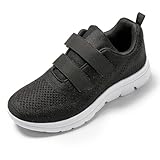 JOMIX Sneaker Herren Sportschuhe Turnschuhe Straßen Laufschuhe Klettverschluss Atmungsaktive Trainers Fitness Gym (A Schwarz & Weiß, 43)