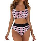 Bikini Damen Set Oberteil Mit Rock Badeanzug Zweiteilig High Waist Bademode Swimwear Women Push Up Beachwear Spitze Strandbekleidung Swimsuits 2 Teiler
