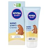 NIVEA Baby Wundschutzcreme, Babycreme lindert Rötungen im Windelbereich, hypoallergene Baby Feuchtigkeitscreme mit natürlichem Mandelöl, Panthenol, Zinkoxid + Vitamin E für zarte Babyhaut (60 ml)