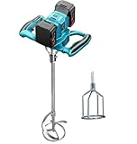 Akku Rührwerk für Farbe und Beton kompatibel mit Makita 18V Akku (ohne Batterie), Bürstenloser Mörtelrührer mit 6 Geschwindigkeiten und 2 Rührquirlen, zum Mischen von Futtermörtel, Farbe, Kleber