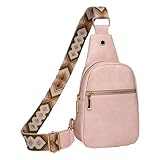 SZFRYEU Brusttasche Damen Sling Bag, PU LederCrossbody Bag Klein Umhängetasche Frauen Schultertaschen für Outdoorsport/Reisen/Einkaufen (Rosa, One Size)