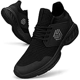 Giniros Sneaker Herren Laufschuhe Sportschuhe Turnschuhe Running Tennis Schuhe Freizeit Straßenlaufschuhe Leichtgewichts Atmungsaktiv Walkingschuhe Outdoor Fitness Gym Joggingschuhe, Black, 43