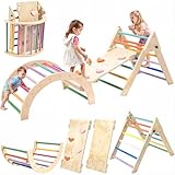 RUIE 7-in-1 Montessori Kletterdreieck mit Rutsche, Klettergerüst Indoor Spielplatz für Kleinkinder ab 1-5, Kletterbogen und Kletterdreieck für Kinder, Klettergerüst Indoor ab 1 Jahr - Regenbogen