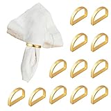 12St Serviettenringe aus Metall, elegante Serviettenschnallen Serviettenschnallen für Tischdekoration Valentinstag Ostern Hochzeit Weihnachten Abendessen Party (Gold)