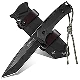Dragon Creek Outdoor Messer feststehend-Tanto-Klinge aus D10-Stahl, G10 Griff, Kydex-Scheide-Bushcraft Survival Einsatzmesser für Camping & Trekking