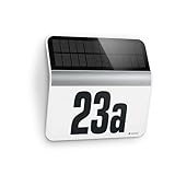Steinel LED Solar Leuchte XSolar LH-N edelstahl, Dämmerungsschalter, 2500 mAh LiFe-Akku, inkl. beleuchtete Hausnummer, 22,7 x 24,2 x 5,1 cm