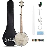 Mulucky 5-saitiges Banjo, volle Größe mit 24 Klammern, offener Rücken, Ahorn-Banjos mit Remo-Kopf, fünfter Tuner mit Getriebe, Geschenkpaket mit Anfänger-Kit – MB1101