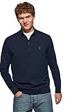 Polo Club Herren Basic Pullover Blau Navy Mit Reißverschluss - 100% Baumwolle Pullover Zipper Langarm Sweat