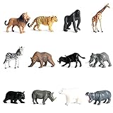 Eterspr 12 stücke Vinyl Kunststoff Tierfiguren Set, Safari Tiere Tierfiguren, Tierfiguren Sammlung,für die Erziehung von Kindern über Wilde Tiere