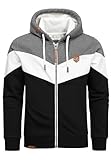 Amaci&Sons Sweatjacke Kapuzenpullover Herren Pullover Hoodie Zipper Jacke 4069 Anthrazit/Weiß/Schwarz XL