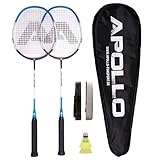 Apollo Badminton Set - Federballschläger Set für Training, Sport und Spaß mit der Familie, 2X Carbon Composite Badmintonschläger mit Tasche und Federbällen, leichte Badminton Schläger, Federballset