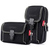 Handy Gürteltasche, Smartphonetasche Gürteltasche, Herren Gürteltasche, Multifunktional Bauchtasche Tasche Beutel für Camping Wandern Radfahren, Geeignet für Telefone bis zu 6,5 Zoll (2 Stück Schwarz)