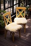 Hollert Lammfell Sitzkissen 40 x 40 cm Champagner Stuhlkissen Stuhlauflage Merino Sitzauflage Fell für Stühle kuschelige weich