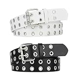 EPINGBP 2 Stück Nietengürtel, Y2k GüRtel, Punk Gürtel Damen Und Herren Doppellochgürtel Doppelloch Gürtel Mit Punk Style Cosplay Gürtel Hip Hop Gürtel Rock Gürtel für Jeans Hosen Gothic Rockwear