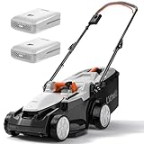 U20 Litheli Akku Rasenmäher, 2 x 20V, 37cm Schnittbreite, bis 300 m², 40L Fangkorb, 25-75 mm Schnitthöhe, inkl. 2 x 4,0 Ah Akkus