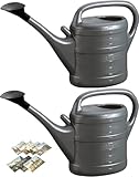 2X Gießkanne 10L ANTHRAZIT + 1x BILDMAGNET! Blumenkanne Kunststoff für groß & klein, Garten & Zimmerpflanzen Gießkannen Gieskanne Gieskannen Giesskanne 10 L Liter Watering Can Gieskannen10Liter